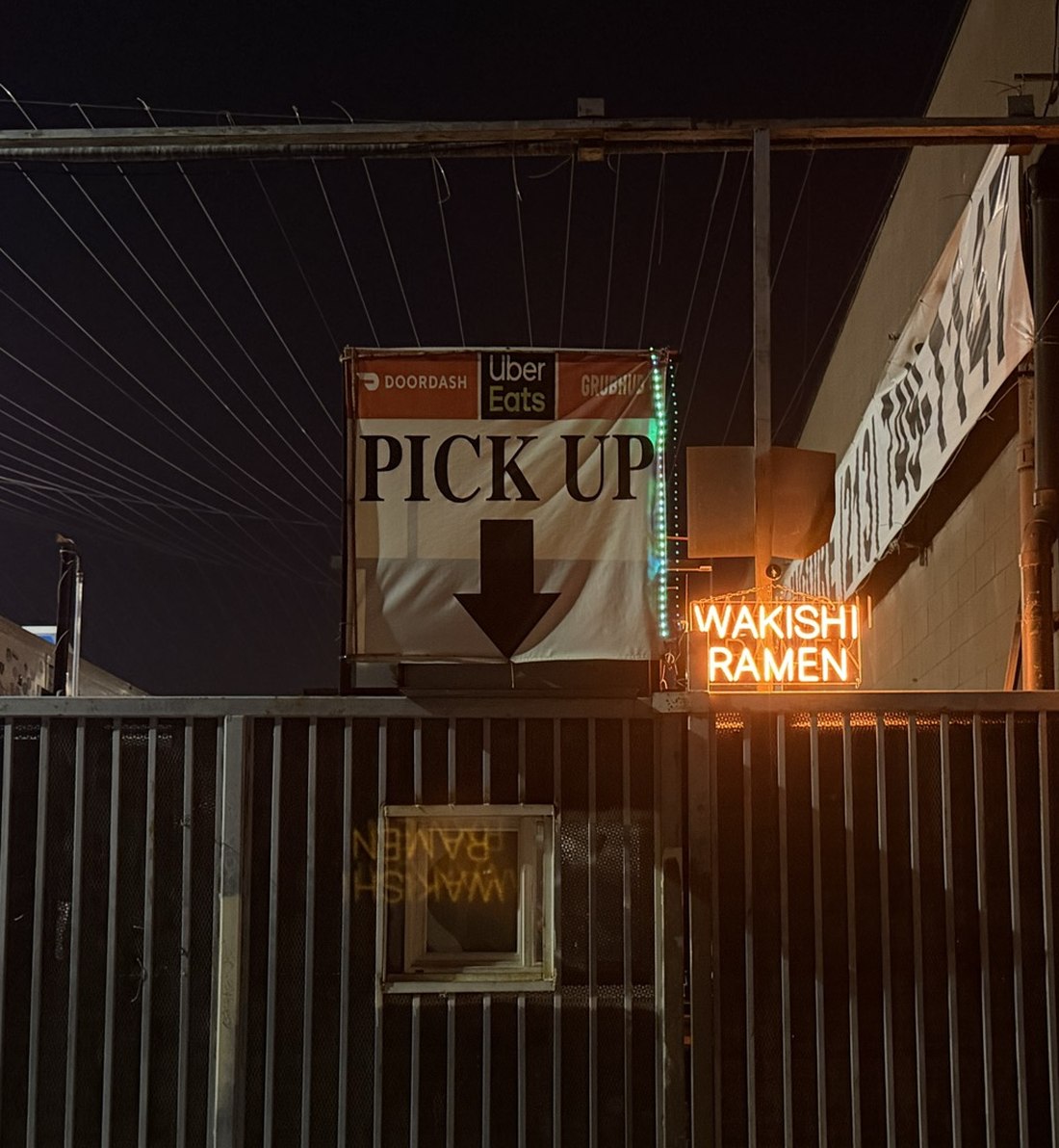Wakishi Ramen pick-up window at 924 W Washington Blvd, Los Angeles